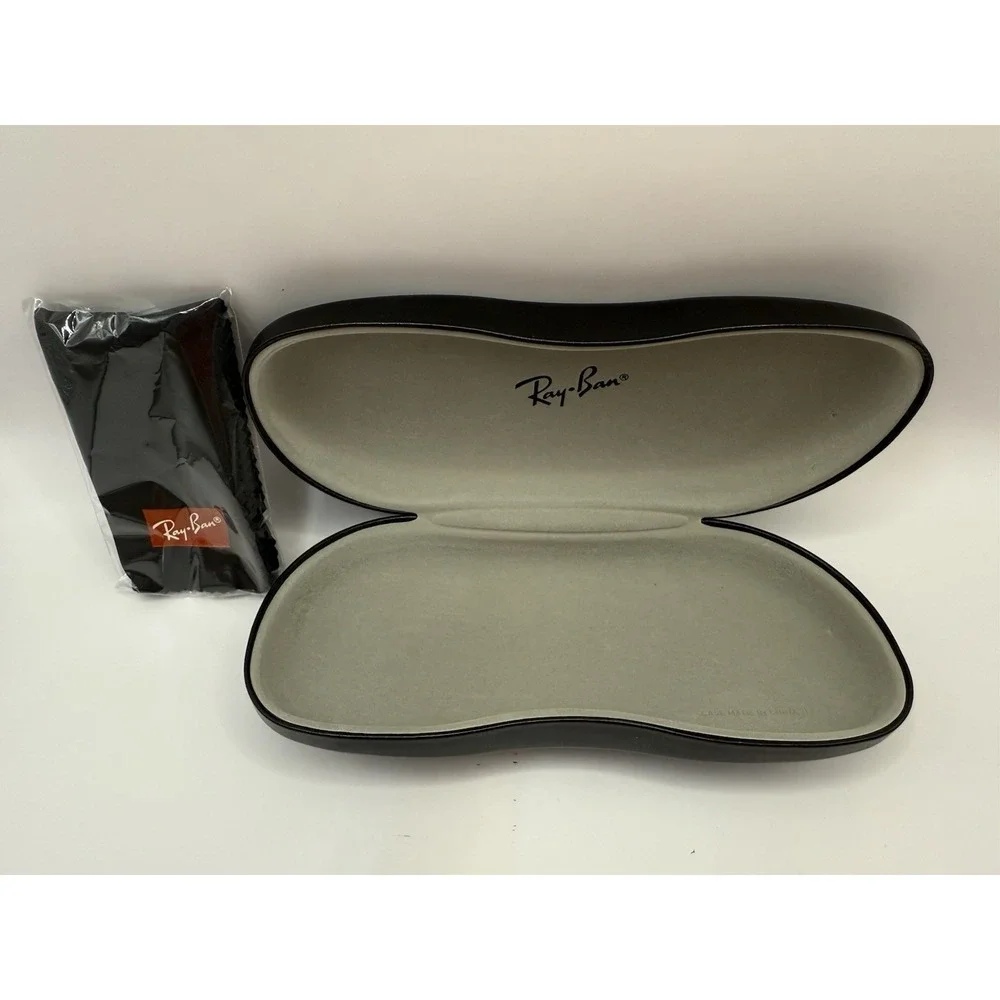 RAY-BAN EYEGLASSES SUNGLASSES BLACK CLAMSHELL‎ CASE WITH CLEANING CLOTH